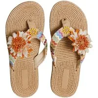 NEXORA Sommer Sandalen Damen mit Blumen – Bequeme Strandschuhe, FlipFlops Badeschuh Blumenverzierte Damen-Zehentrenner mit weicher Innensohle