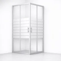 welltime Eckdusche New Trento mit Streifendekor, BxT: 80x80 cm, Einscheibensicherheitsglas, Extrahohe 195cm, 6mm ESG, verbessertes Rollensystem, Streifendekor