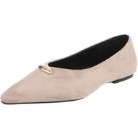 Ital-Design Damen Slipper spitz mit Schmuckdetail, elegant Pumps (92078962) Blockabsatz Klassische Ballerinas in Hellbraun