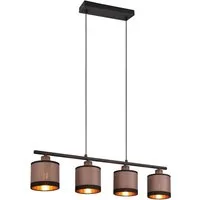 Reality Leuchten Pendelleuchte DAVOS, Hängeleuchte 4-flammig exkl 4x E14 max 10W höhenverstellbar, Leuchtmittel wechselbar, warmweiß - kaltweiß, Hängelampe mit Stoffschirmen 2-farbig Höhe bis max 150cm verstellbar