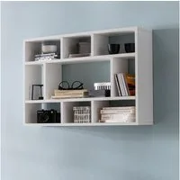 FINEBUY Wandregal SuVa14523_1 SV51844 Hängeregal Wandboard Holz Bücherregal Klein Modern, Weiß 75x51x16 cm, Design Holz Hängeregal Modern, Schweberegal Wand, Wandboard Schmal, Dekoregal