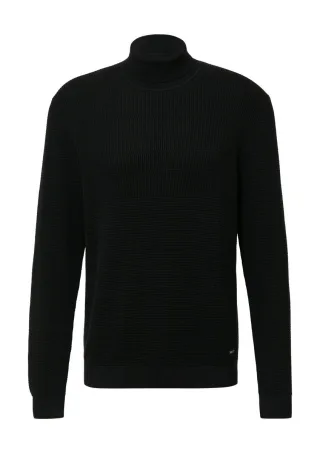 s.Oliver Red Label - Rollkragen-Strickpullover aus reiner Baumwolle schwarz - Gr. - XL