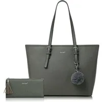 TAN.TOMI Shopper Handtasche Damen mit Geldbörse und Schlüsselanhänger, Groß Damen Handtasche, ​Geschenke für Frauen in schlichter Optik