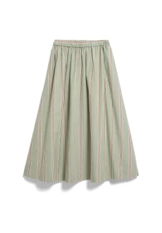 Armedangels - STRIPE A-LINE MIDI SKIRT foam-light oatmilk-dried palm - Gr. - M