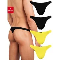 Fabio Farini String Herren Unterhosen - Männer Tangas aus atmungsaktiver Mikrofaser (4-St) im sportlichen Look mit Karo-Muster