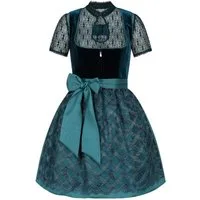 Steigenhöfer Manufaktur Dirndl Damen im Set - Franziska - Vollständiges Oktoberfest Outfit (Komplettes Dirndl Set, Das Set beinhaltet Kleid, Bluse und Schürze) Midi Dirndl - 60cm Rock - Feine Samtoptik und Perlenapplikation