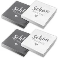 itenga Papierserviette itenga 80x Serviette Schön dass du da bist (40x taubengrau weiß - 40x