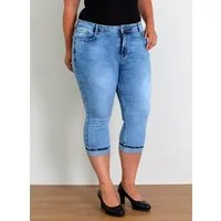 ESRA Caprijeans Capri Jeans Damen High Waist Hose 3 4 Jeans Damen Sommer bis Übergröße Sommer Damen Jeans Capri Hose Damen 3/4 Hose hoher Bund Große Größe