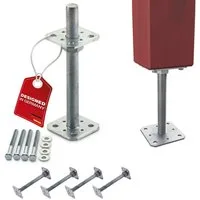 SO-TECH® Pfostenträger Stützträger höhenverstellbar Gewinde M24 Stahl feuerverzinkt, (4-St), zum Aufschrauben, wetterfest, 80 x 80 x 250 mm