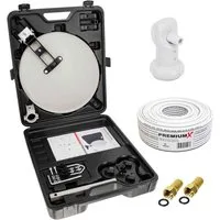 PremiumX Camping SAT Anlage im Koffer Single LNB 15m Kabel 2x F-Stecker SAT-Antenne