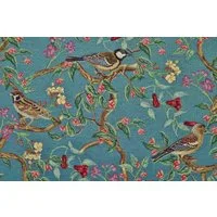 Stofferia Stoff Polsterstoff Gobelin Klassischer Vogel Petrol, Meterware