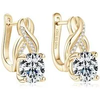 ROUGEMONT Paar Creolen Funkelnde Moissanit Creolen Ohrringe 925 Sterling Silber 18K Gold, Echtschmuck mit Echtheitszertifikat