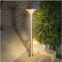 esotec LED Solarleuchte Edelstahl PIR-Standleuchte Modena H86cm 3 Modi 36 LEDs 3000K 102755, LED fest integriert