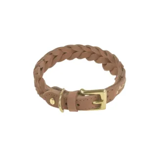 DENJO DOGS Leder-Halsband Stockholm XS 28-32cm geflochtenes Hundehalsband braun