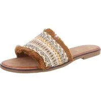 Ital-Design Moderne Sommerschuhe mit Fransen für Damen Pantolette (89542477) Blockabsatz Pantoletten in Braun