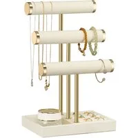 niffgaff Schmuck Etagere Schmuck-Organizer mit 3 Ebenen für Armbänder, Ketten & Ringe, Schmuckständer aus Samt mit abnehmbarem T-Träger