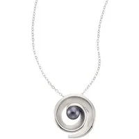 Zeeme Kette mit Anhänger Silber 925 rhodiniert mit einer schwarzen Perle 5,5-6mm
