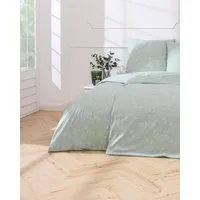 MTOnlinehandel Bettwäsche Emma in 135x200 oder 155x220 cm, Renforcé, 100% Baumwolle, 2 teilig, Blätterranke, Blumen, Zweige Bettwäsche-Set in salbeigrün