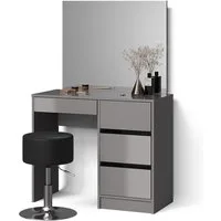Livinity® Schminktisch Imola, Grau/Grau, 90 cm mit Hocker (3-St)