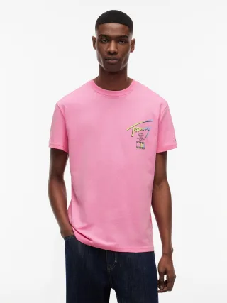 Tommy Jeans (PVH Group) - TJM REG CITY SIGN SS TEE EXT Pink Daisy - Gr. - S