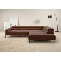 Home affaire Ecksofa Antonelli, L-Form, incl. Kopfteilverstellung, Breite 312 cm, mit elektrischer Sitztiefenverstellung, in Cord, rost