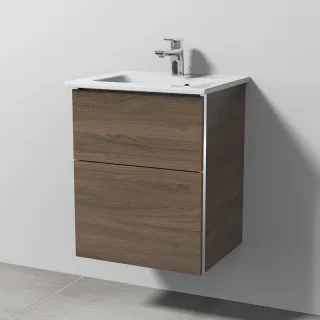 Sanipa 3way Keramik-Set Venticello Keramik-Waschtisch und Unterbau mit 2 Auszügen, Eiche-Arizona BR32080