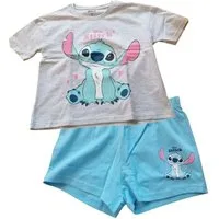 Lilo & Stitch Pyjama Mädchen Kurz-Pyjama mit T-Shirt & Shorts, Stitch „I’m sweet“, Grau/Bla (Set, 2 tlg., Kurzarm- Pyjama bestehend aus Oberteil und Hose)