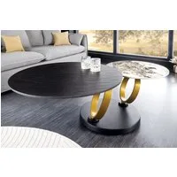 riess-ambiente Couchtisch DANCING RINGS weiß-braun/schwarz - rund, Keramik, drehbar, Metall (Einzelartikel, 1-St), mit 2 Ebenen & Drehmechanismus – ideal für Wohnzimmer & Loungebereich