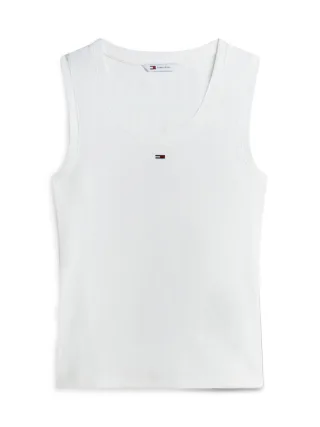 Tommy Jeans - Geripptes Slim Fit Tanktop weiß - Gr. - XS
