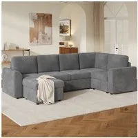 STILVORA Schlafsofa 4-Sitzer-Sofa mit Fußhocker L-förmiges Ecksofa für Wohnzimmer