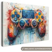 OneMillionCanvasses® Leinwandbild Kinder- en tiener kamer - Gaming - Game controller, Fotodruck (1 St), Leinwand Bilder Klein, Wand Dekoration Aesthetic 30x20 cm