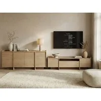 Beautysofa Wohnzimmer-Set JUNI, (im Japandi-Stil, Push-to-Open-Funktion), Kommode + TV-Schrank