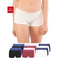 Fabio Farini Boxershorts Damen Unterhosen - Microfaser Frauen Boxer Slip (Packung, 12-St) mit dezenter Spitze am Bund