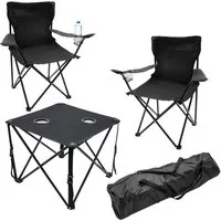 Spetebo Campingstuhl Sitzgruppe Tisch und 2 Stühle für Garten & Camping (3 tlg., 1 St), Outdoor Sitzgarnitur faltbar mit jeweils integriertem Getränkehalter