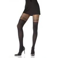 Leg Avenue Feinstrumpfhose Schwarze Strumpfhose mit Streifen-Muster Unverzichtbares Accessoire für Damen, vielseitig kombinierbares Kost