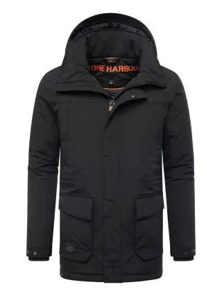 Stone Harbour Herren Parka Wadiim mit Kapuze & Zwei-Wege-Reißverschluss