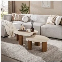Sitheim-Europe Couchtisch CERAMO aperto 2er Set / 3D Keramik Taj Mahal/ Travertinoptik (Spar-Set, 2er Set)