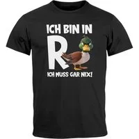 MoonWorks Print-Shirt Herren T-Shirt R Ente Spruch Lustig Ich muss gar nix - Geschenidee mit Print