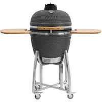 BBQ-Toro Keramikgrill Kamado Grill Holzkohlegrill "KURO" Ø 52 cm, Grau, Keramikgrill, High-End Holzkohlegrill, optimale Hitzespeicherung