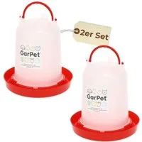 GarPet Wasserspender 2er Set Hühnertränke 3 L Geflügeltränke Hühnerzubehör Wassertränke 0.75 l
