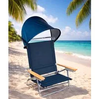 Ebaxx Campingstuhl mit Sonnenschutz faltbar Strand Alu Klapp Falt Liege Stuhl Dach, Gestell aus Aluminium
