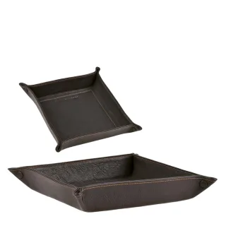 Taschenleerer Leder mocca 26x26cm | Sonnenleder L Schlüsselschale. Die stilvolle Ablage für Ihre täglichen Essentials im Eingangsbereich.