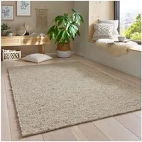 TaraCarpet Wollteppich TaraCarpet Lambrecht, rechteckig, Höhe: 13 mm, Hand-Web-Teppich grau beige gewalkt Wohnzimmer Esszimmer 070x130 cm