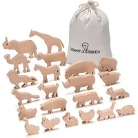 ideen.kollektiv Lernspielzeug ideen.kollektiv - Systemische Tierfiguren aus Vollholz (22-St), Stellvertreterfiguren für Familienaufstellung, Coaching und Beratung