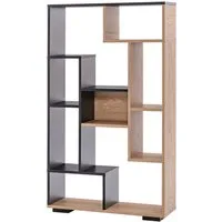 COSTWAY Bücherregal, Holz mit 9 Fächern, Raumteiler geometrisch, 70x20x120cm