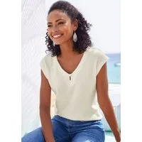 LASCANA Kurzarmshirt mit Zierperle (2er-Pack) Sommershirts aus luftiger Piqué-Qualität