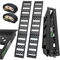 TRUTZHOLM Auffahrrampe 2x Verladerampe 2-fach klappbar 199 cm 680 kg Alu gelocht Rampe (2-St., Inkl. 2x Spanngurt), 2-facher Klappmechanismus für einfachen Transport