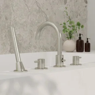 Steinberg Serie 100 4-Loch Wanne/Brause-Standarmatur, brushed nickel, 100 2400 BN 100 2400 BN