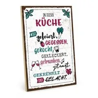 TypeStoff Holzbild Holzschild mit Spruch – Küche, Küche, Wandbild