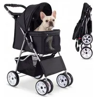 KOMFOTTEU Hundebuggy, Hundewagen mit Getränkehalter & Aufbewahrungskorb